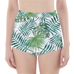 Leaves Background Wallpaper Pattern High-waisted Bikini Bottoms by Amaryn4rt