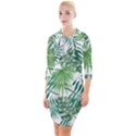 Leaves Background Wallpaper Pattern Quarter Sleeve Hood Bodycon Dress View1