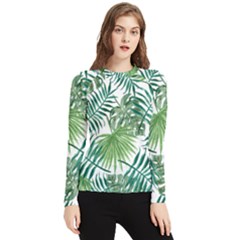 Leaves Background Wallpaper Pattern Women s Long Sleeve Rash Guard by Amaryn4rt