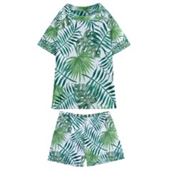 Leaves Background Wallpaper Pattern Kids  Swim Tee And Shorts Set by Amaryn4rt