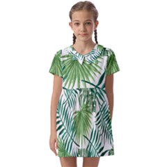 Leaves Background Wallpaper Pattern Kids  Asymmetric Collar Dress by Amaryn4rt