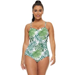 Leaves Background Wallpaper Pattern Retro Full Coverage Swimsuit by Amaryn4rt