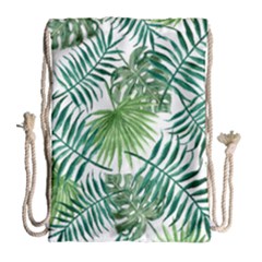 Leaves Background Wallpaper Pattern Drawstring Bag (large) by Amaryn4rt