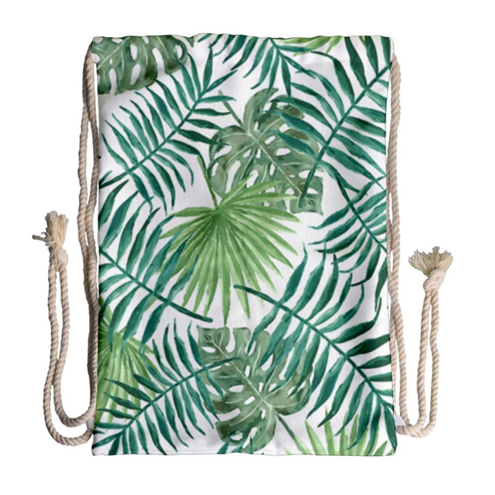 Leaves Background Wallpaper Pattern Drawstring Bag (Large)