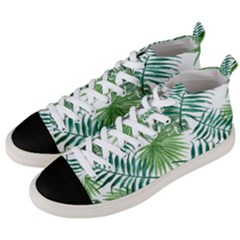 Leaves Background Wallpaper Pattern Men s Mid-top Canvas Sneakers by Amaryn4rt