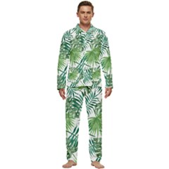 Leaves Background Wallpaper Pattern Men s Long Sleeve Velvet Pocket Pajamas Set