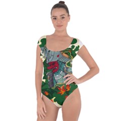 Armor Japan Maple Leaves Samurai Short Sleeve Leotard  by Amaryn4rt