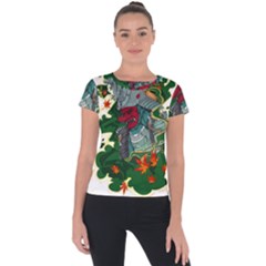 Armor Japan Maple Leaves Samurai Short Sleeve Sports Top  by Amaryn4rt