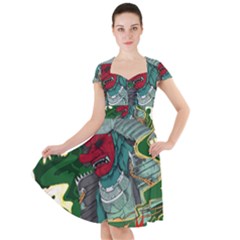 Armor Japan Maple Leaves Samurai Cap Sleeve Midi Dress by Amaryn4rt