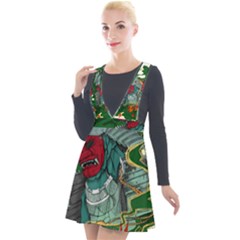 Armor Japan Maple Leaves Samurai Plunge Pinafore Velour Dress by Amaryn4rt