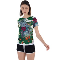 Armor Japan Maple Leaves Samurai Back Circle Cutout Sports Tee by Amaryn4rt