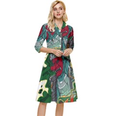 Armor Japan Maple Leaves Samurai Classy Knee Length Dress by Amaryn4rt