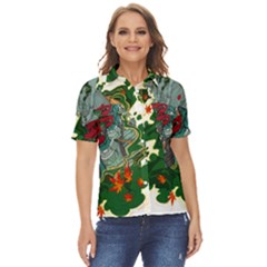 Armor Japan Maple Leaves Samurai Women s Short Sleeve Double Pocket Shirt