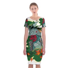 Armor Japan Maple Leaves Samurai Classic Short Sleeve Midi Dress by Amaryn4rt