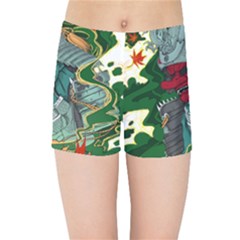 Armor Japan Maple Leaves Samurai Kids  Sports Shorts by Amaryn4rt