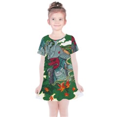 Armor Japan Maple Leaves Samurai Kids  Simple Cotton Dress by Amaryn4rt