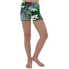 Armor Japan Maple Leaves Samurai Kids  Lightweight Velour Yoga Shorts by Amaryn4rt