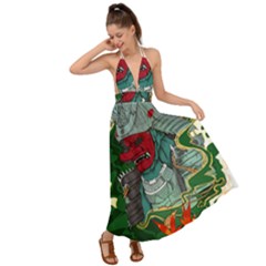 Armor Japan Maple Leaves Samurai Backless Maxi Beach Dress by Amaryn4rt