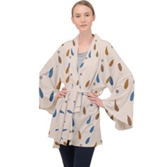 Raindrops Water Drops Pattern Long Sleeve Velvet Kimono  by Amaryn4rt