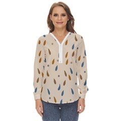 Raindrops Water Drops Pattern Zip Up Long Sleeve Blouse