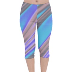 Wave Abstract Texture Design Velvet Capri Leggings  by Amaryn4rt