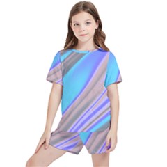 Wave Abstract Texture Design Kids  Tee And Sports Shorts Set by Amaryn4rt