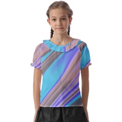 Wave Abstract Texture Design Kids  Frill Chiffon Blouse by Amaryn4rt