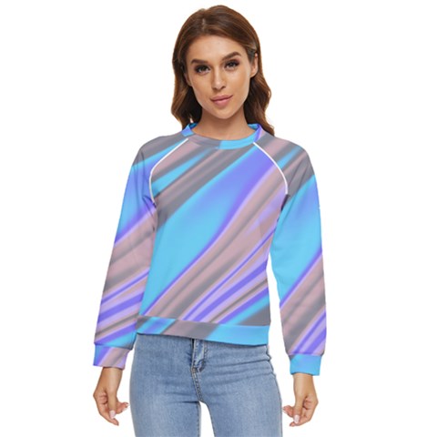 Wave Abstract Texture Design Women s Long Sleeve Raglan Tee by Amaryn4rt