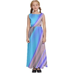 Wave Abstract Texture Design Kids  Satin Sleeveless Maxi Dress