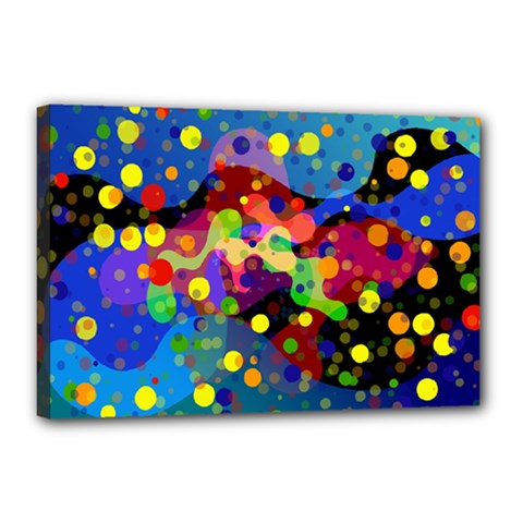 Blobs Dots Abstract Art Waves Canvas 18  X 12  (stretched) by Amaryn4rt