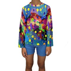 Blobs Dots Abstract Art Waves Kids  Long Sleeve Swimwear by Amaryn4rt