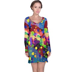 Blobs Dots Abstract Art Waves Long Sleeve Nightdress by Amaryn4rt