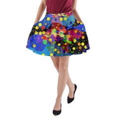 Blobs Dots Abstract Art Waves A-line Pocket Skirt by Amaryn4rt