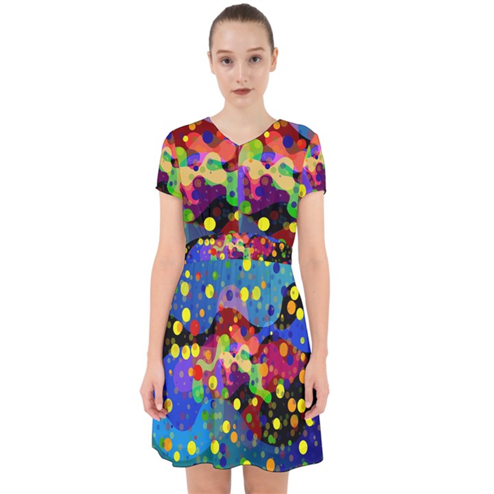 Blobs Dots Abstract Art Waves Adorable in Chiffon Dress