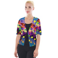 Blobs Dots Abstract Art Waves Cropped Button Cardigan