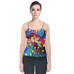 Blobs Dots Abstract Art Waves Velvet Spaghetti Strap Top by Amaryn4rt