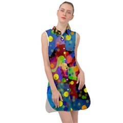 Blobs Dots Abstract Art Waves Sleeveless Shirt Dress by Amaryn4rt