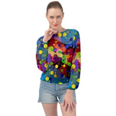 Blobs Dots Abstract Art Waves Banded Bottom Chiffon Top by Amaryn4rt