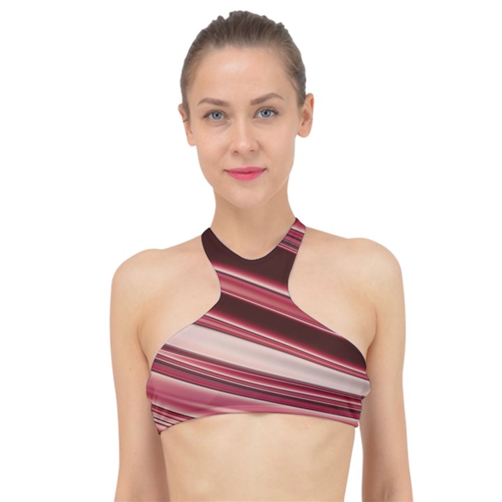 Wave Texture Design Pattern Art High Neck Bikini Top