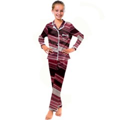 Wave Texture Design Pattern Art Kid s Satin Long Sleeve Pajamas Set by Amaryn4rt