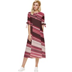 Wave Texture Design Pattern Art Bow Sleeve Chiffon Midi Dress by Amaryn4rt