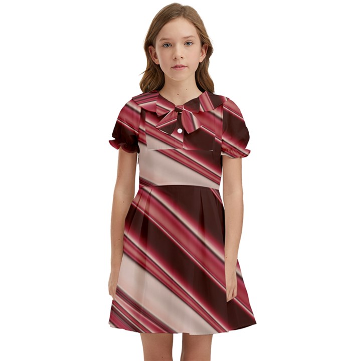 Wave Texture Design Pattern Art Kids  Bow Tie Puff Sleeve Dress