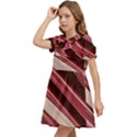 Wave Texture Design Pattern Art Kids  Bow Tie Puff Sleeve Dress View3