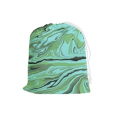 Waves Marbled Abstract Background Drawstring Pouch (large) by Amaryn4rt