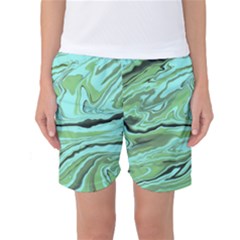 Waves Marbled Abstract Background Women s Basketball Shorts by Amaryn4rt