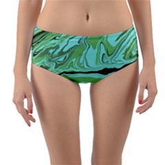 Waves Marbled Abstract Background Reversible Mid-waist Bikini Bottoms by Amaryn4rt