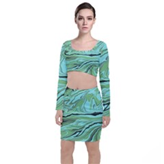 Waves Marbled Abstract Background Top And Skirt Sets by Amaryn4rt