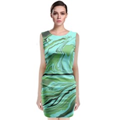 Waves Marbled Abstract Background Sleeveless Velvet Midi Dress by Amaryn4rt