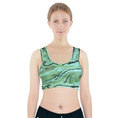 Waves Marbled Abstract Background Sports Bra With Pocket by Amaryn4rt