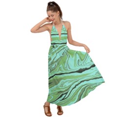 Waves Marbled Abstract Background Backless Maxi Beach Dress by Amaryn4rt